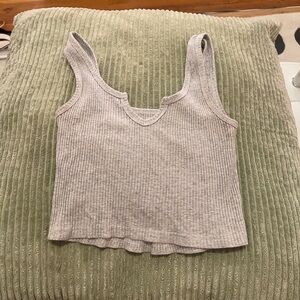 Gray Ribbed Knit Tank Top